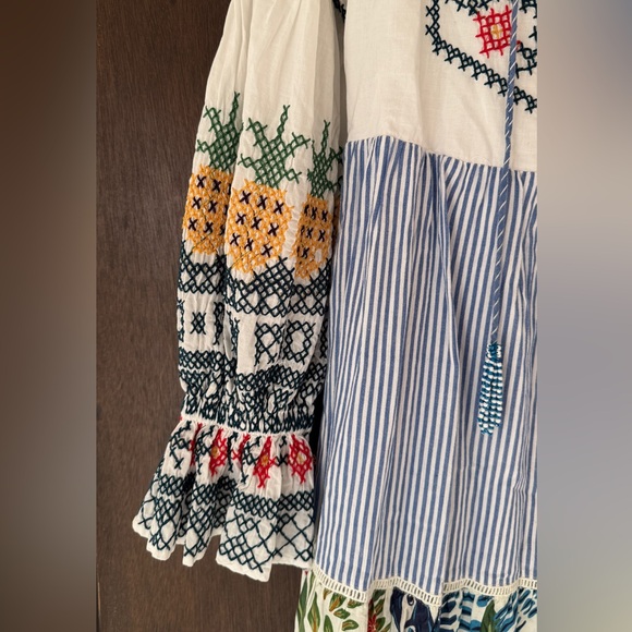 🌴 FARM Rio x Anthropologie Pineapple Beach Embroidered Maxi Dress 🍍 - Picture 11 of 14